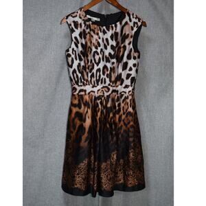 Title: Boston Proper Leopard Fit & Flare Dress Size 2 Sleeveless Animal Print